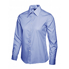 UC711 Mid Blue Ladies Poplin Full Sleeve Shirt