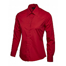 UC711 Red Ladies Poplin Full Sleeve Shirt