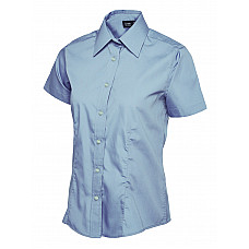 UC712 Light Blue Ladies Poplin Half Sleeve Shirt