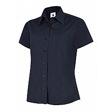 UC712 Navy Ladies Poplin Half Sleeve Shirt