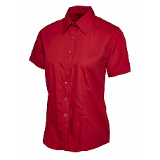 UC712 Red Ladies Poplin Half Sleeve Shirt