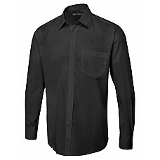 UC713 Black Men's Long Sleeve Poplin Shirt