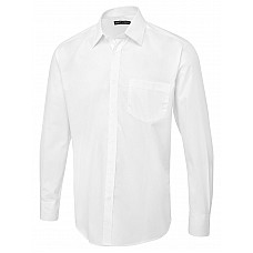 UC713 White Men's Long Sleeve Poplin Shirt