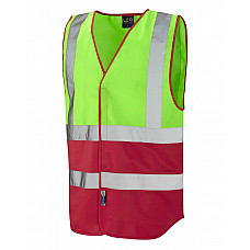 PILTON Coloured Reflective Waistcoat LIME/STD RED