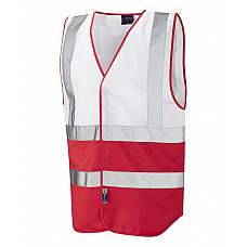 PILTON Coloured Reflective Waistcoat WHITE/STD RED