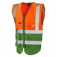 LYNTON ISO 20471 Cl 1 Superior Waistcoat HV ORANGE/GREEN