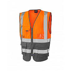 LYNTON ISO 20471 Cl 1 Superior Waistcoat HV ORANGE/GREY