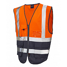 LYNTON ISO 20471 Cl 1 Superior Waistcoat HV ORANGE/NAVY