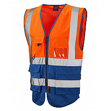 LYNTON ISO 20471 Cl 1 Superior Waistcoat HV ORANGE/ROYAL