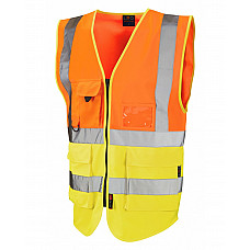 LYNTON ISO 20471 Cl 2 Superior Waistcoat HV ORANGE/HV YELLOW