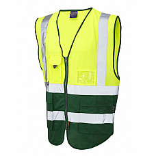 LYNTON ISO 20471 Cl 1 Superior Waistcoat HV YELLOW/BOTTLE