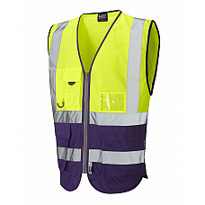 LYNTON ISO 20471 Cl 1 Superior Waistcoat HV YELLOW/PURPLE